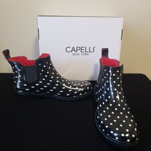 Capelli of New York Black and White Polka Dot Ankle Boots